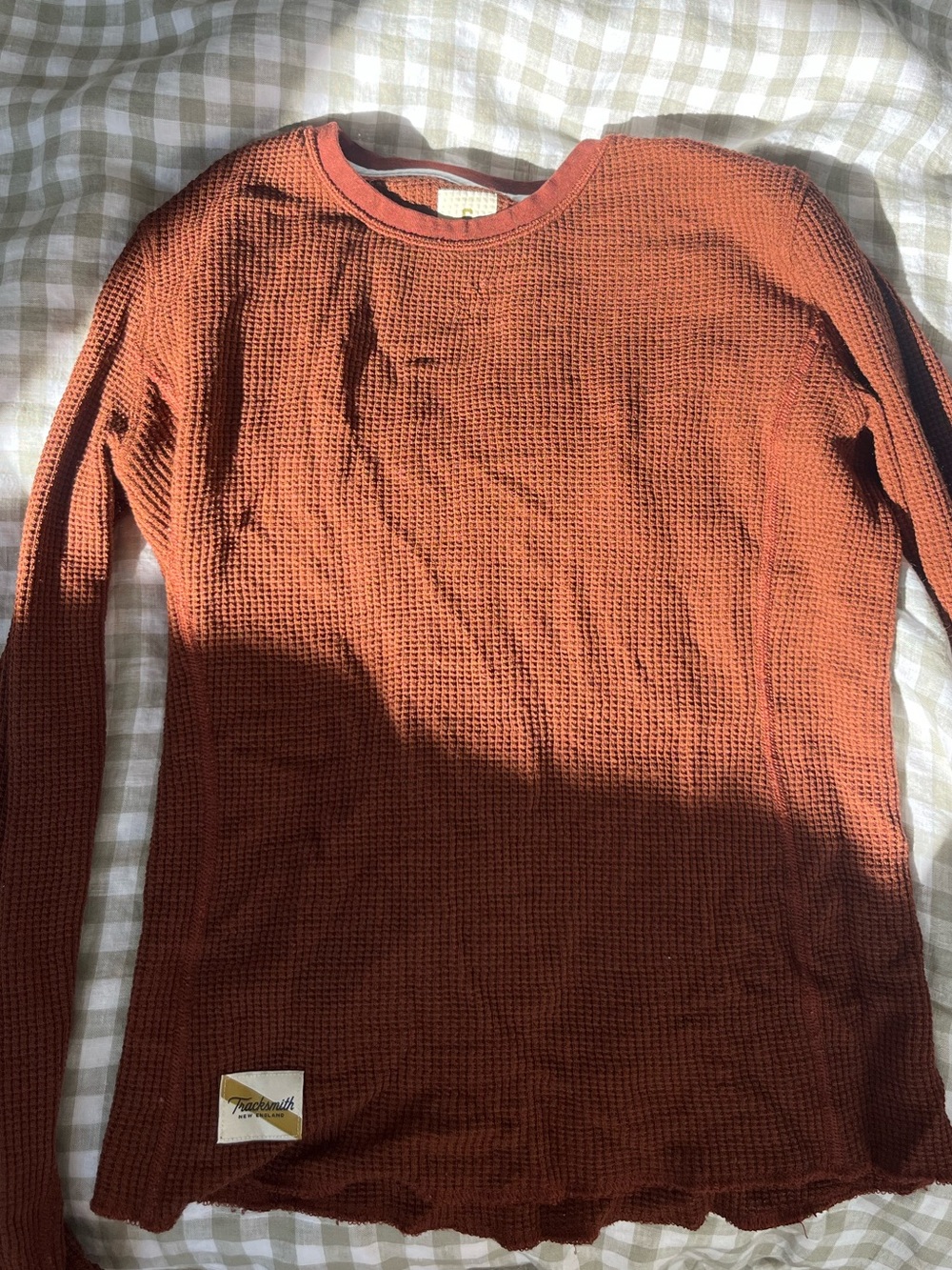 Tracksmith Rust Waffle Knit Long-Sleeve Tee